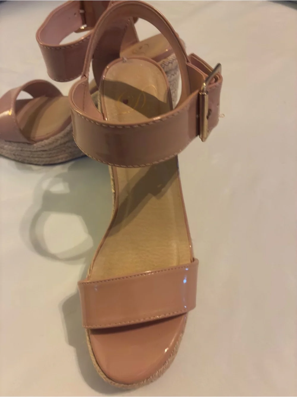 Womens Nude Platform Espadrille Wedge Sandals